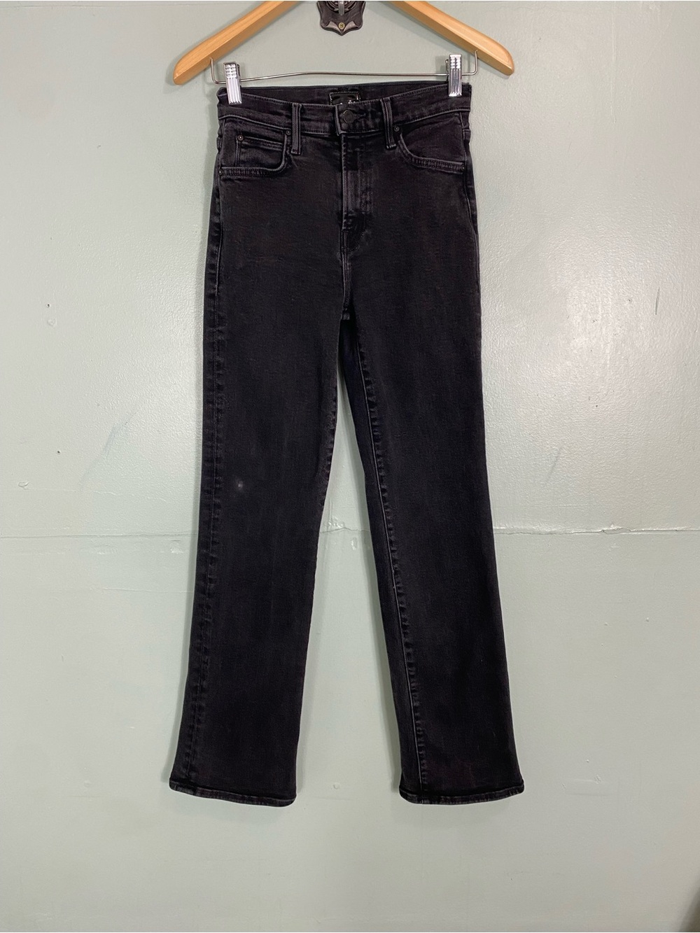 MOTHER‎ The Kick It Nighty Night Black Jeans Straight Leg Size 25